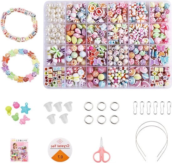 Set di gioielli per bambine - Pacchetto di 24 pezzi per attività di creatività - Gioielli per bambini da realizzare