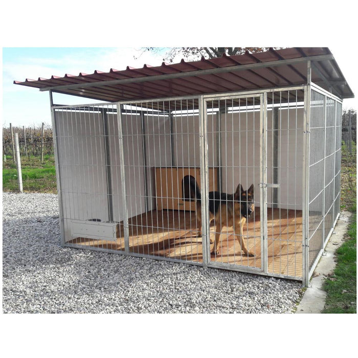 Box per cani da esterno coperto con zincatura a caldo da 300x300xh180 cm
