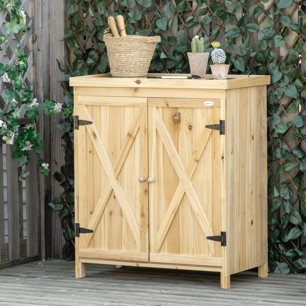 Armadio da giardino ¨C zephmum ¨C legno massello metallo 80x45x92 cm
