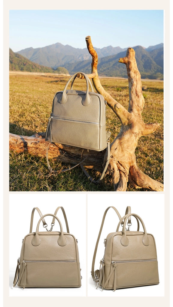 Borsa a tracolla da donna in vera pelle, modello tote o hobo, grigia.