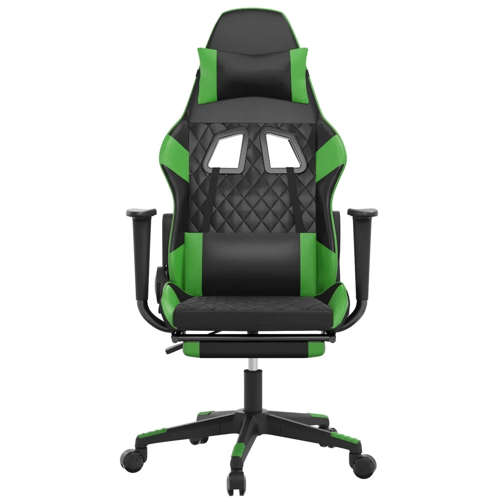 vidaXL Sedia da Gaming con Poggiapiedi Nero e Verde in Similpelle
