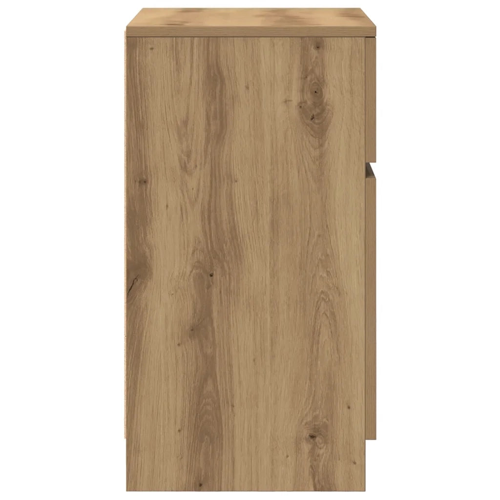 Comodini 2pz-Set di 2 Tavolino da notte Rovere Artigianale 39x35x65cm in Legno Multistrato
