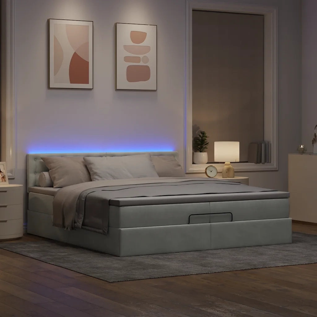 Struttura Letto Pouf con Materassi 200x200 cm Velluto
