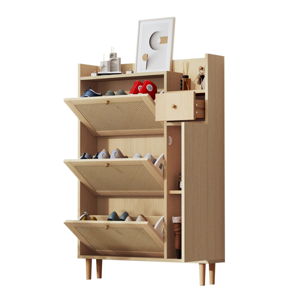 Scarpiera salvaspazio in MDF naturale 90x125x17 cm