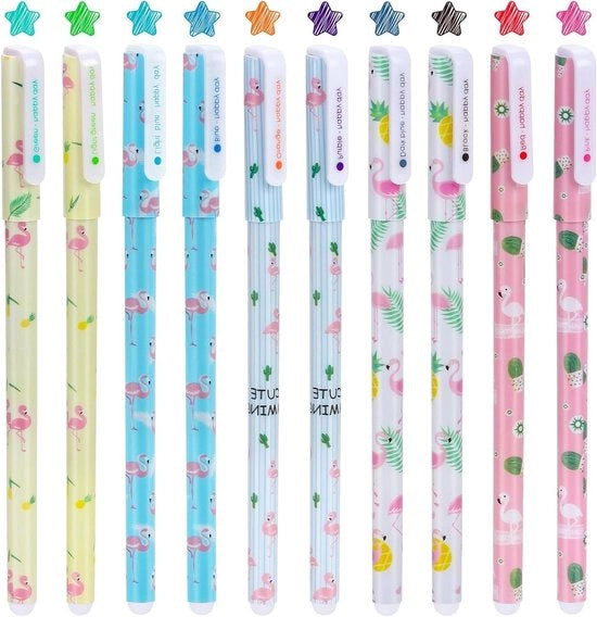 Penni Gel Premium con Punti a Gela Schiacciati Cartoon Schattig 0.38 mm Puntino Fine - Set da 10 pezzi