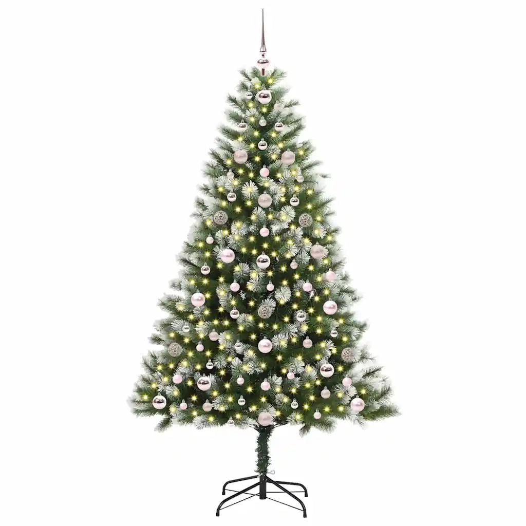 Albero di Natale Artificiale a Cerniera-Albero Natalizio con neve fioccata 706616