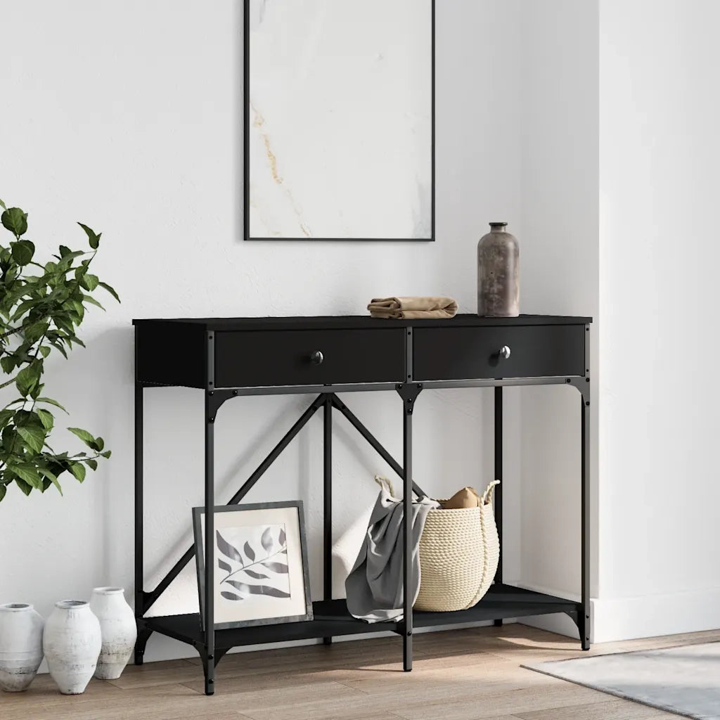 Tavolino Consolle | Tavolo d'Ingresso Nero 100x39x78,5 cm in Legno Multistrato