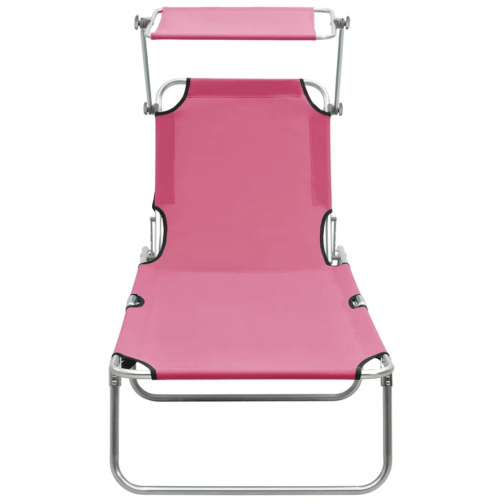 Lettino Pieghevole con Baldacchino in Acciaio Rosa Magenta 310327