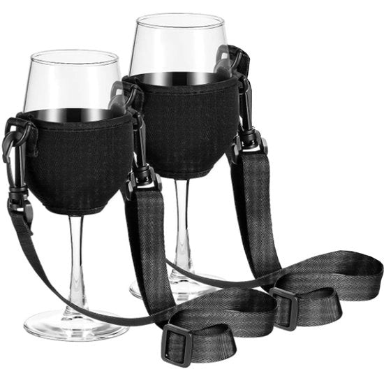 Sostegno per bicchieri portatile - 2 pezzi - Neoprene - Accessorio per festa - Cintura di portata - Mani libere - Supporto per bicchieri