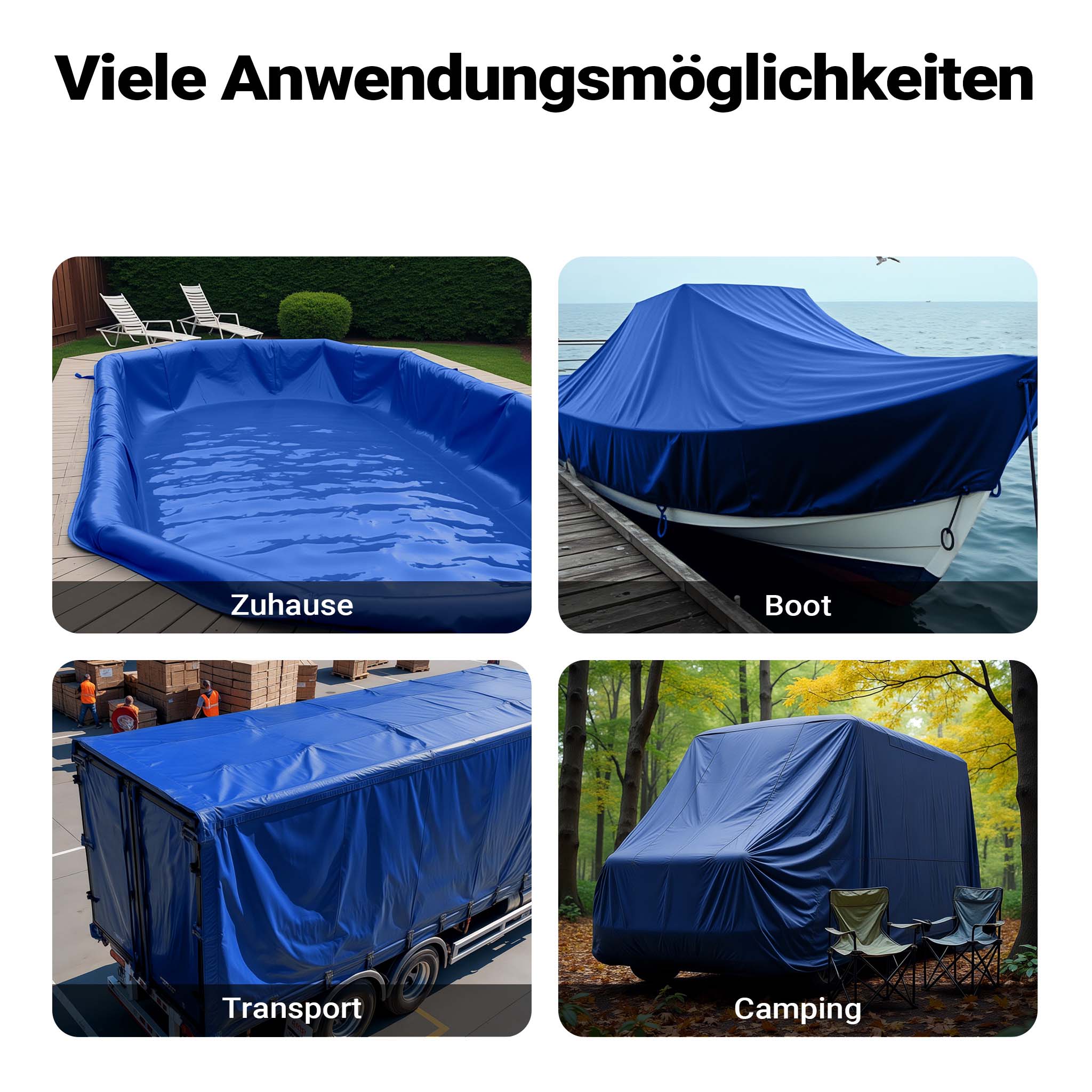 Telone occhiellato blu 4 x 6 m resistente alle intemperie e a raggi UV, impermeabile, robusto telo di protezione in poliestere 650 g/m² con rivestimento in PVC