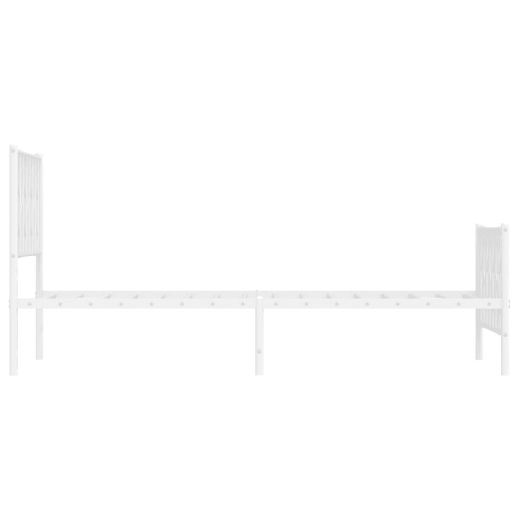 Giroletto con Testiera e Pediera Metallo Bianco 100x190 cm 374498