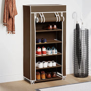 Scarpiera-Scaffale per scarpe in Tessuto Richiudibile 58 x 28 x 106 cm Marrone