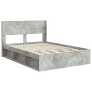 Letto matrimoniale | Letto per adulti | Struttura del letto con stoccaggio e testata Grigio Cemento