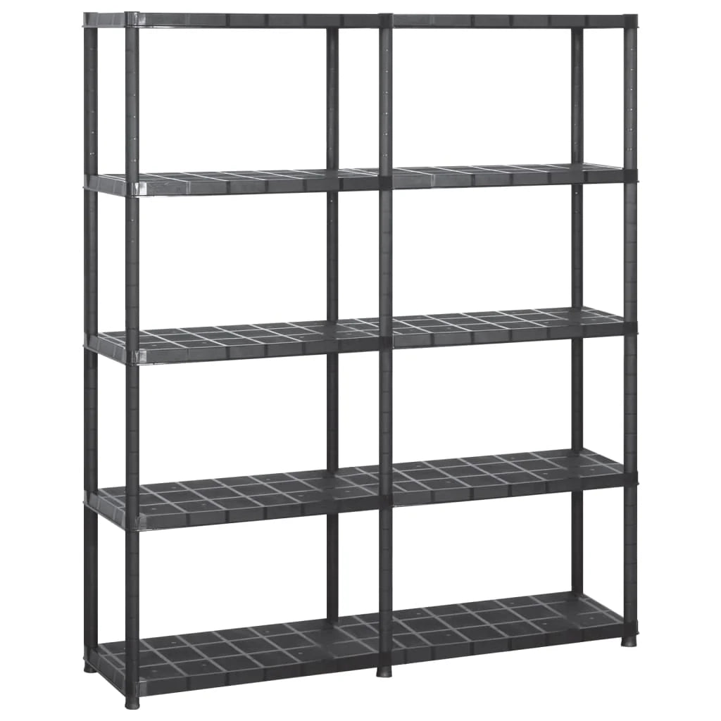 Scaffale portaoggetti a 5 ripiani 170 cm in plastica nera 02_0000649