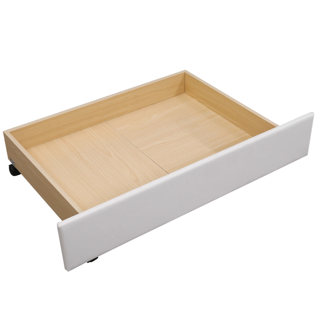 Letto imbottito 160x200 cm; stile Chesterfield con 2 cassetti; PU; bianco (Senza materasso)