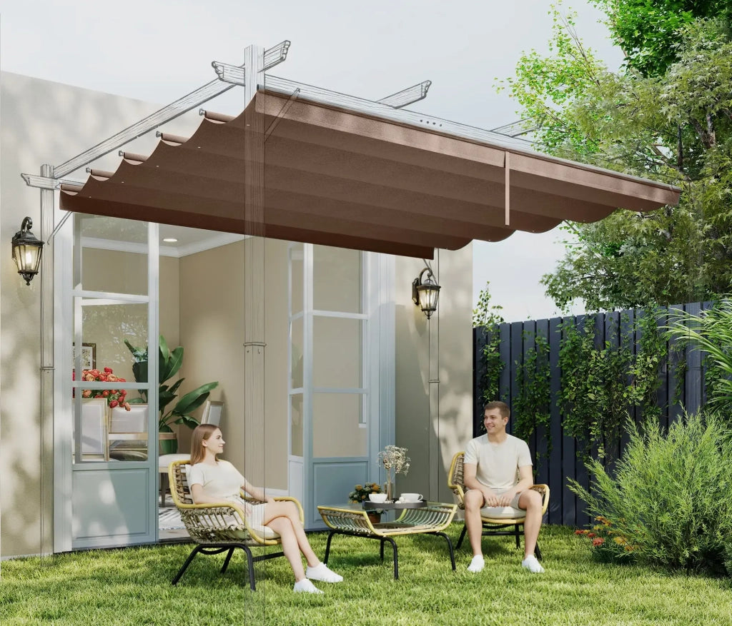 Tetto di Ricambio per Pergola Gazebo da Giardino 300x400 cm in Poliestere Caffè