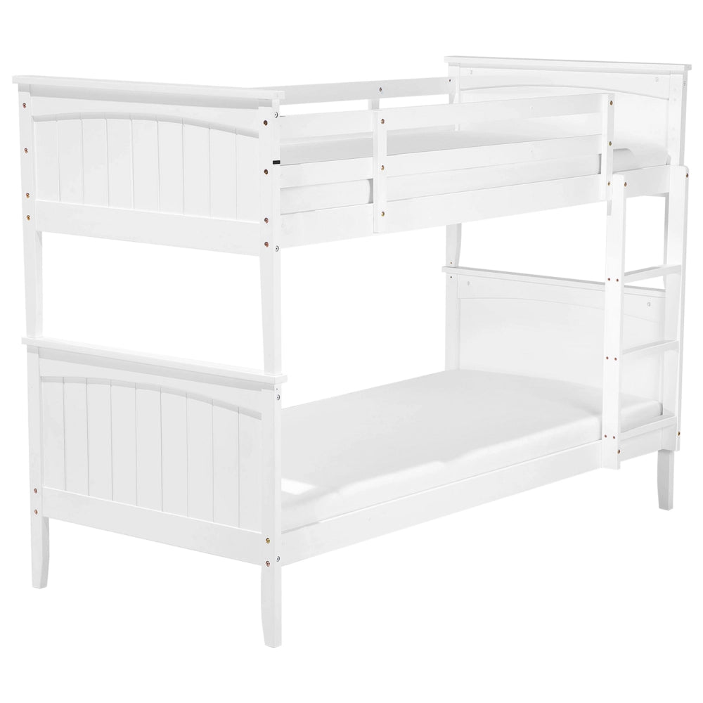 Letto a castello letto doppio in legno di pino bianco singola misura 90 x 200 per bambini in cameretta
