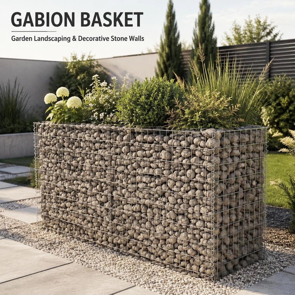 Gabion Raised Bed, Galvanized Steel, 180x50x100 Cm