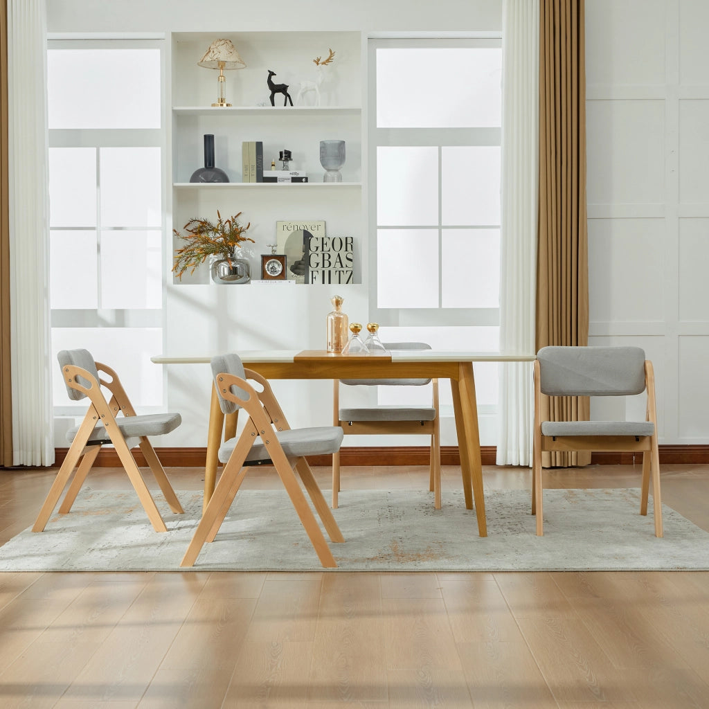 SEDIA Pieghevole imbottita in legno di faggio grigio Set da 4 pezzi