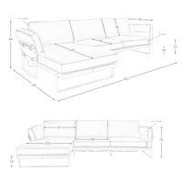 Divano con chaise longue sinistro in pelle di cammello