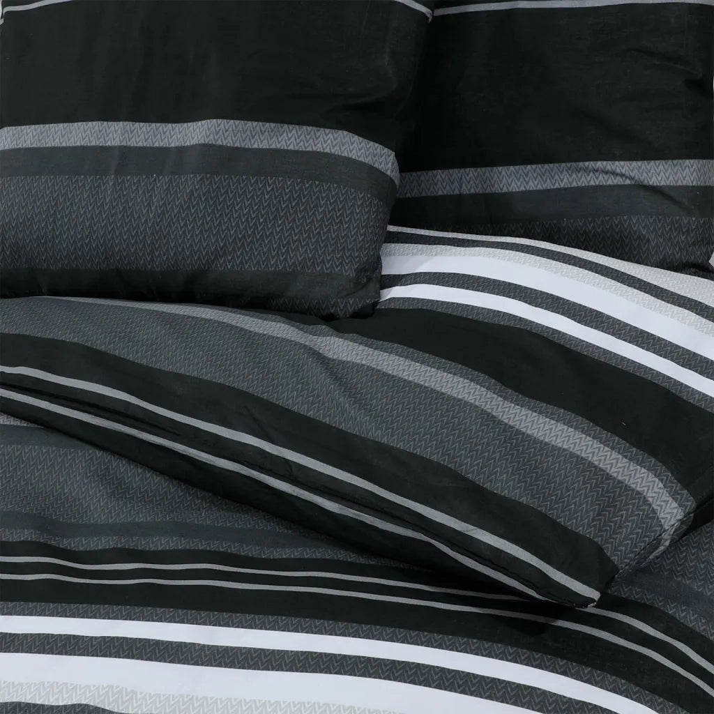 Set Copripiumino Nero e Bianco 260x240 cm in Cotone 136498