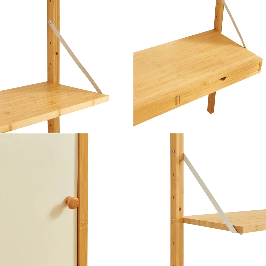 Scaffale dal design senza tempo per soggiorno/camera da letto mobiletto portaoggetti da parete in bambù 176 x 147 x 34 cm finitura naturale 03_0011293