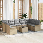 Set Divano da Giardino con cuscino 10 pcs Beige polyrattan