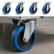 Set 4 ruote piroettanti senza freno da 200 mm per trasporto con piastra di montaggio 350 kg a ruota