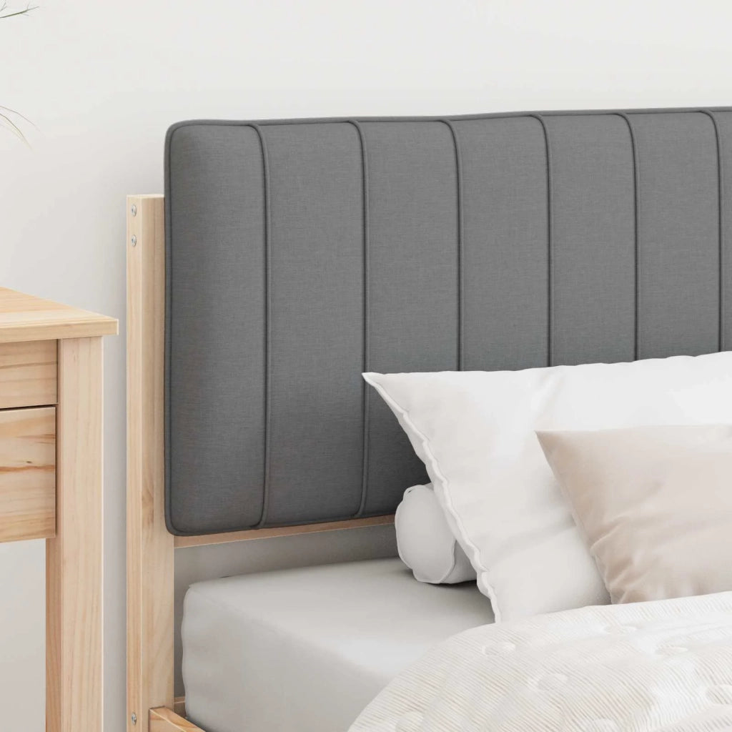 Letto con Testiera Rivestita Grigio Naturale e Chiaro