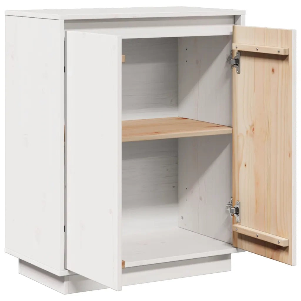 Credenza Bianca 60x34x75 cm in Legno Massello di Pino 813346