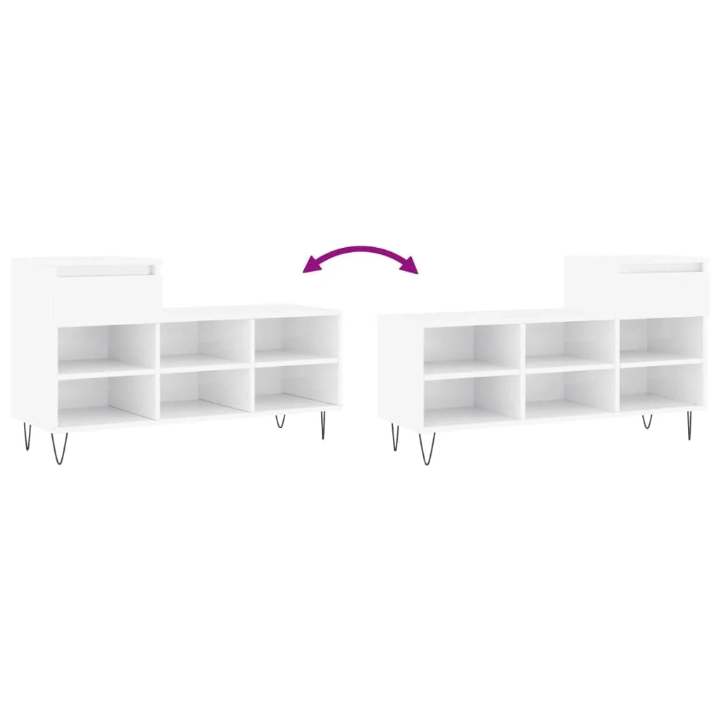 Scarpiera mobile contenitore per scarpe mobile contenitore per ingresso/corridoio/soggiorno finitura lucida 102 x 36 x 60 cm legno ingegnerizzato bianco 02_0021295