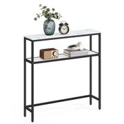 Consolle per ingresso tavolino sottile a 2 ripiani 20 x 120 x 80 cm tavolino laterale con 2 ripiani per soggiorno/camera da letto marmo bianco e nero 12_0005227