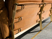 Divano chaise longue destro in pelle di cammello