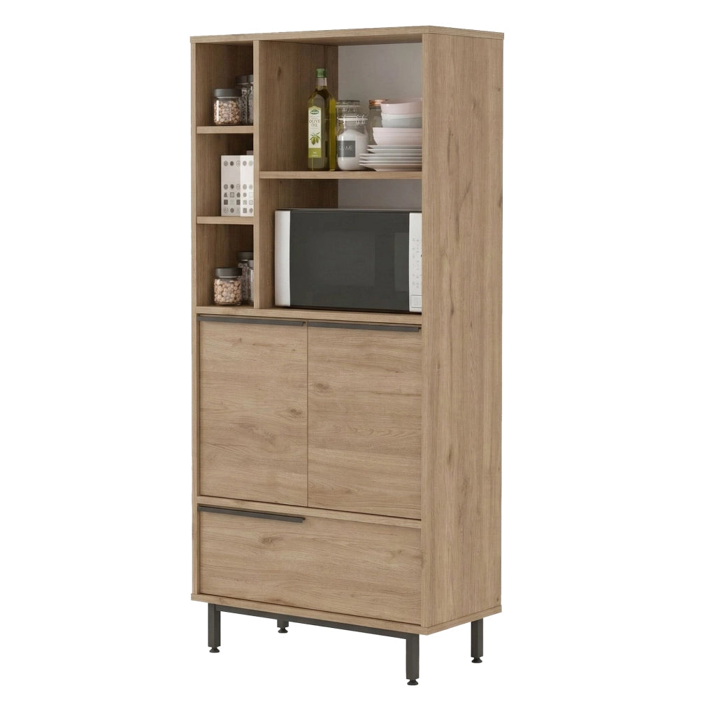 Madia Cinisi, Credenza 4 Ripiani, 75x36x162h cm Marrone Rovere