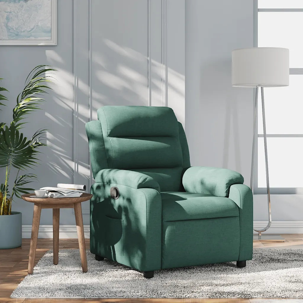 Poltrona | Sedia Relax Reclinabile in Tessuto Verde Scuro