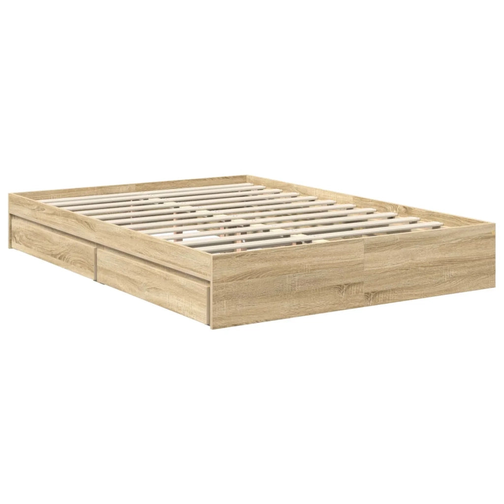 Letto con Contenitore con testiera Rovere Sonoma 135 x 190 cm 3412285
