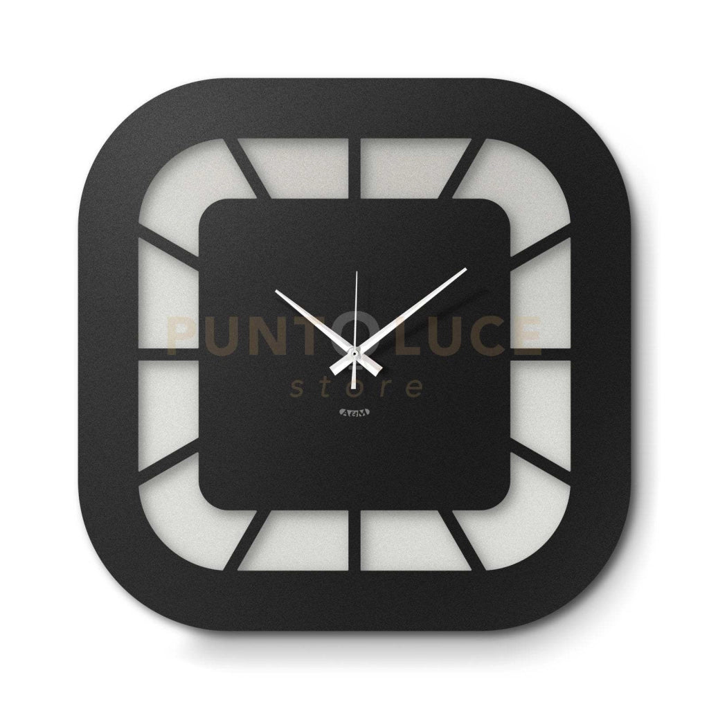 Orologio da parete minimal Exo Bianco marmo,nero