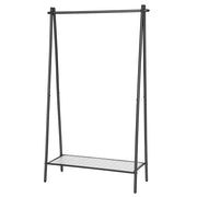 Appendiabiti in metallo con asta appendiabiti e ripiano inferiore stile semplice per camera da letto spogliatoio o guardaroba 92,5 x 33,5 x 153 cm nero opaco 12_0007121