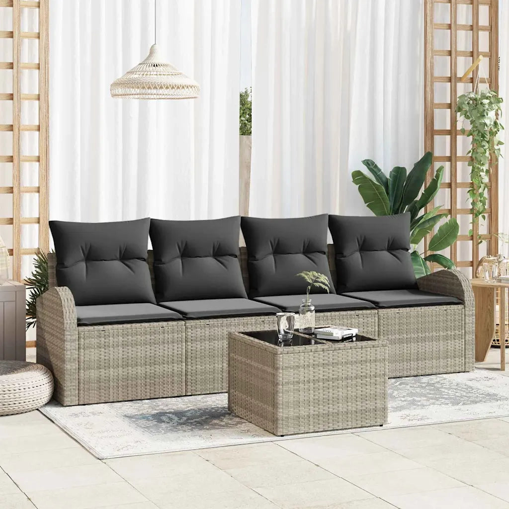 Set Divano da Giardino Grigio chiaro 55 x 55 x 37 cm polyrattan