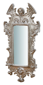 Biscottini SPECCHIERA DA PARETE IN LEGNO FINITURA FOGLIA ARGENTO ANTICATO L34XPR4XH64 cm Made in Italy