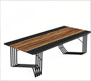 Scrivania con piano ampio per riunioni e ufficio in MDF e metallo 200×100×75 cm nero