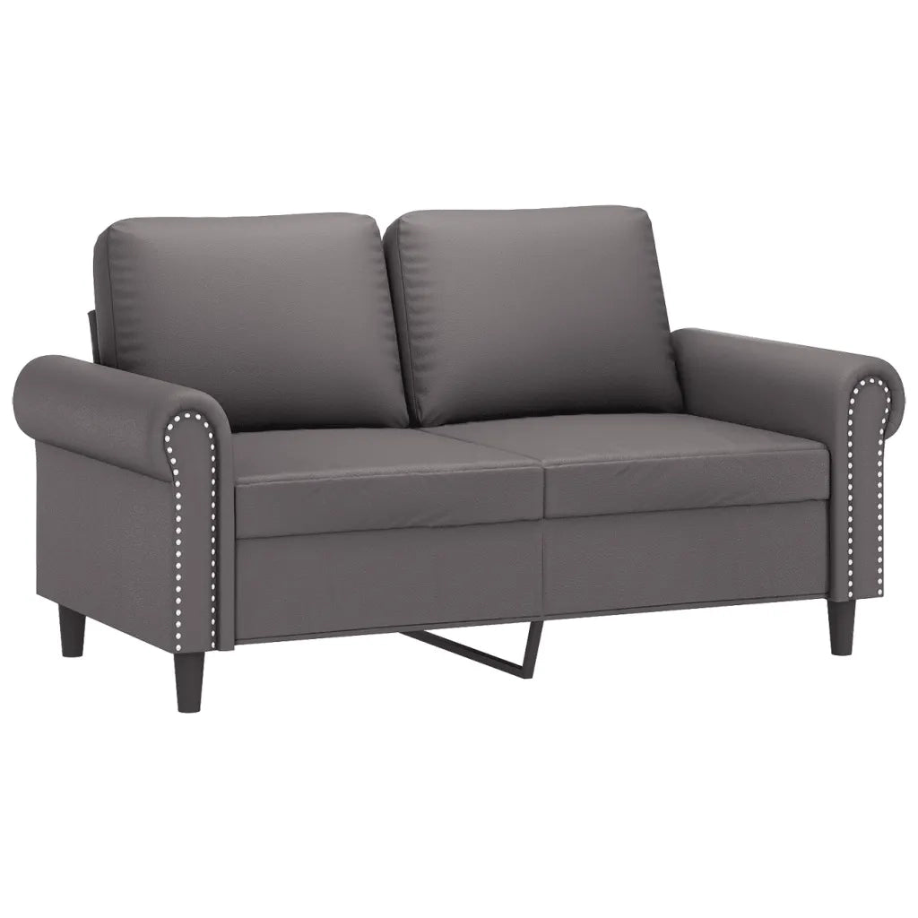 Set di Divani 3 pz con Cuscini Grigio in Similpelle