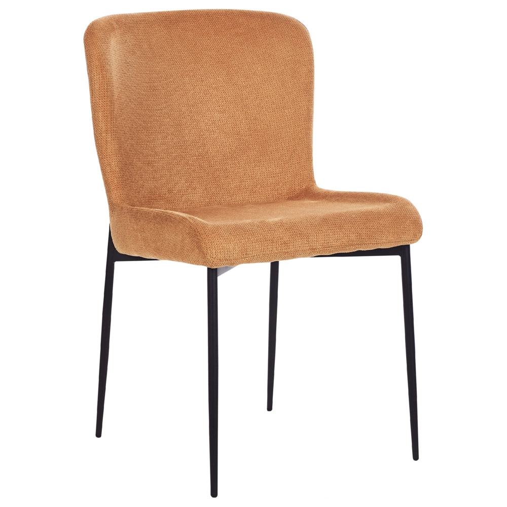 Set di 2 sedie da pranzo in tessuto poliestere con texture a maglia arancione soggiorno e camera da letto