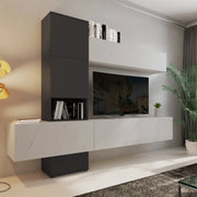 Mobile Soggiorno Isola, Parete Attrezzata Modulabile, Nero Antracite