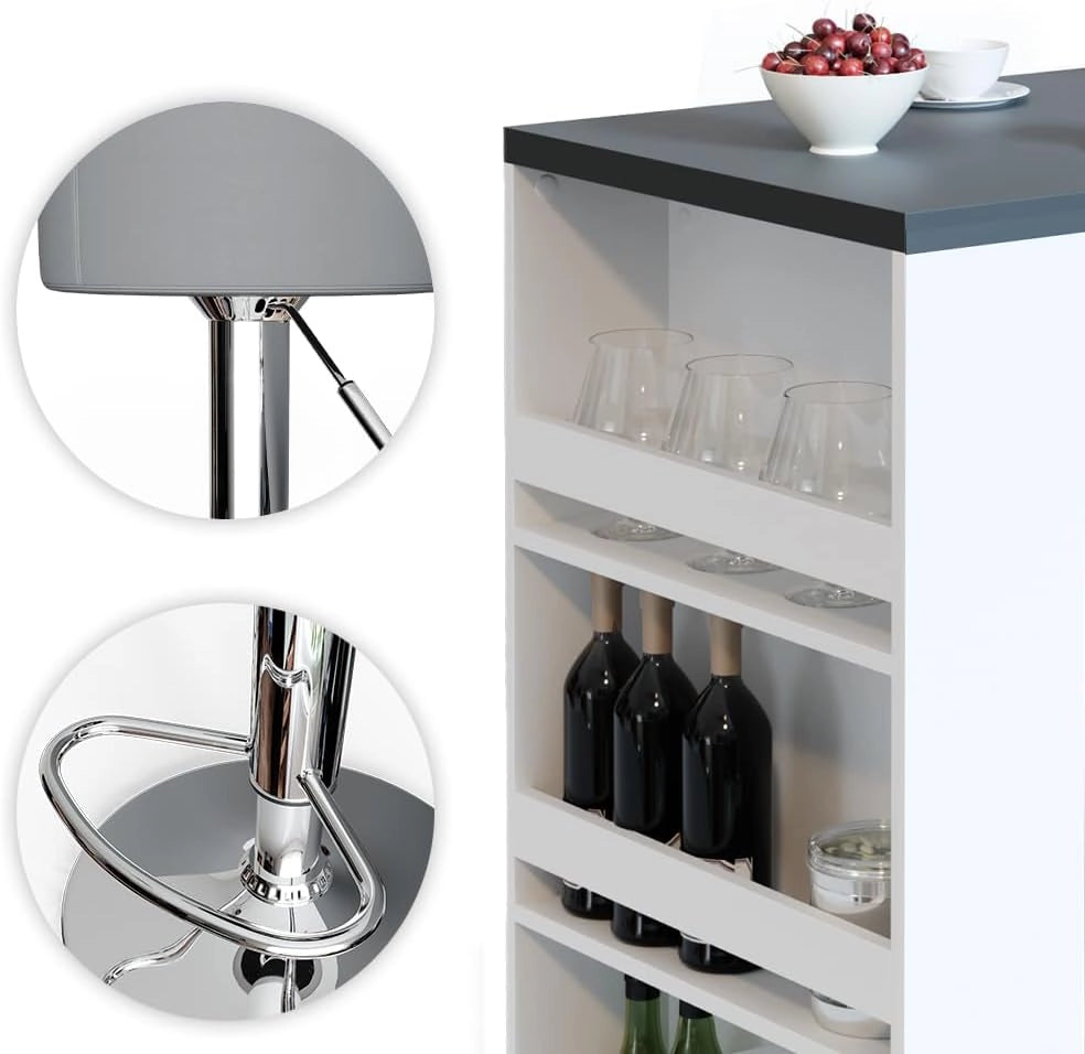 Tavolo bar con sgabelli, Antracite/bianco, 57 x 80 cm con 2 sgabelli da bar, per un utilizzo flessibile come zona pranzo o area di lavoro
