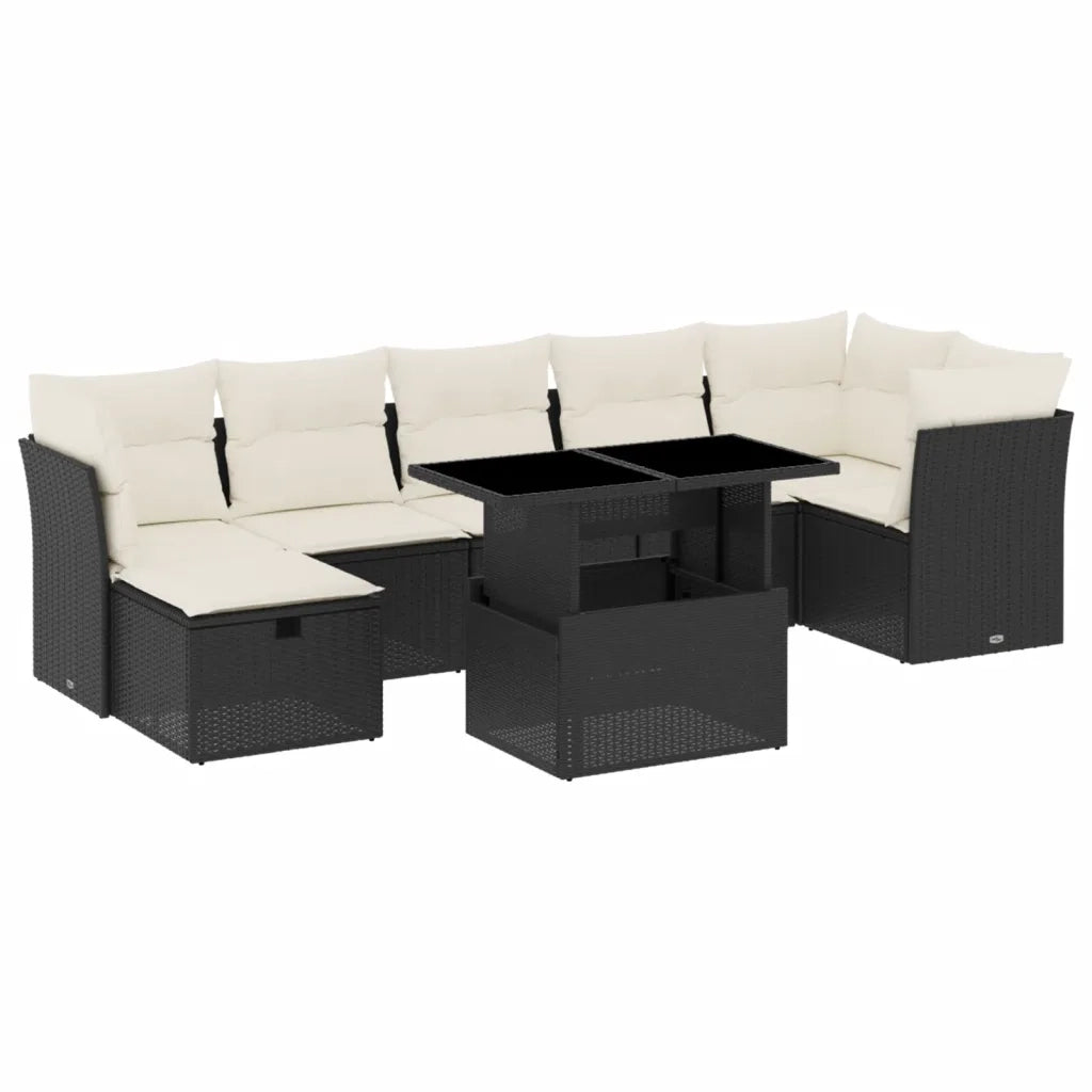 Set Divani da Giardino con Cuscini 8 pz Nero in Polyrattan 3274666