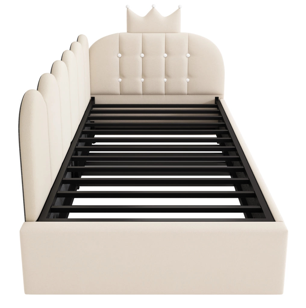 Letto estraibile 90x200 cm con letto inferiore 90x190 cm; velluto beige