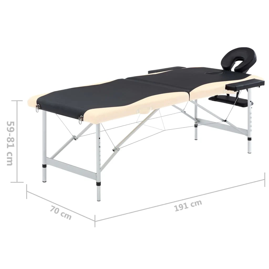Lettino da massaggio pieghevole OK 2 sezioni acciaio inox nero e beige 02_0001806