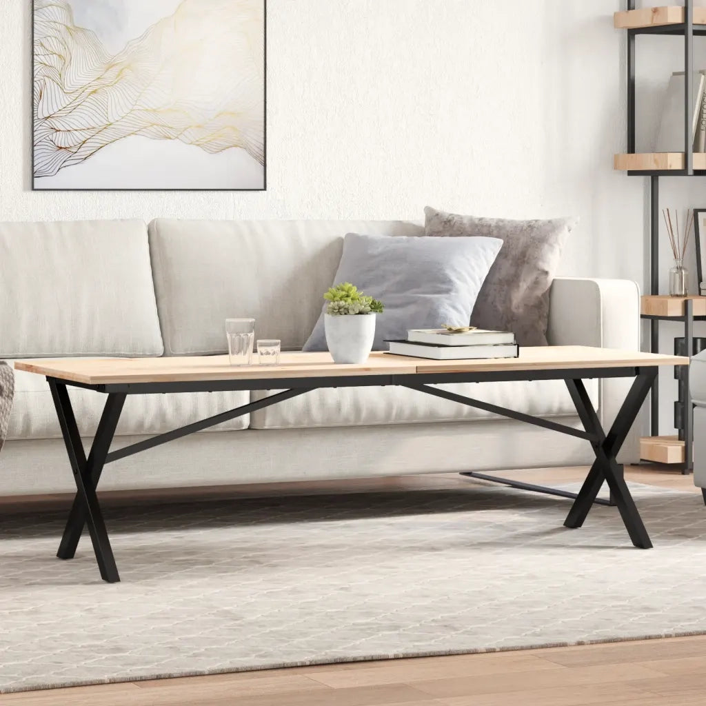 Telaio Gambe a X per Tavolino da Salotto 140x30x43cm in Acciaio 357902
