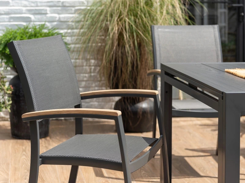 Essence - sedia da giardino - ALU con braccioli in teak